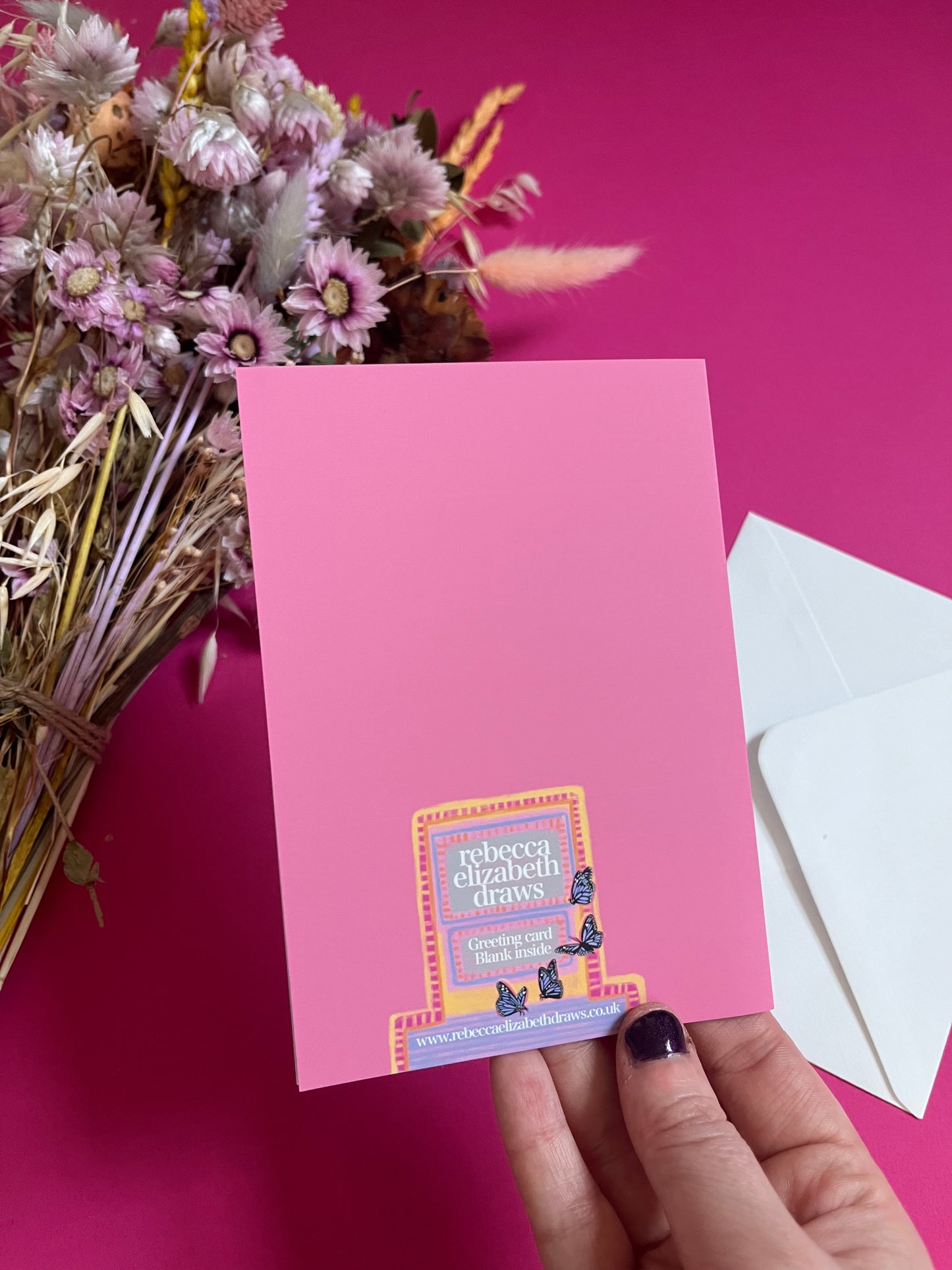 A collection of vibrant froggies to bring a pop of colour to your life. Hand painted rainforest frogs in gouache and edited digitally into a collaged design on a purple background with a pink back and the Rebecca Elizabeth Draws logo.